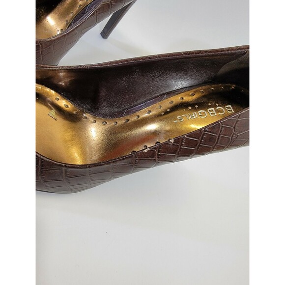 HHP Women's Size 9 BCBGirls "Ruby" Brown Lizard Embossed Leather Pump High Heels - Picture 7 of 10